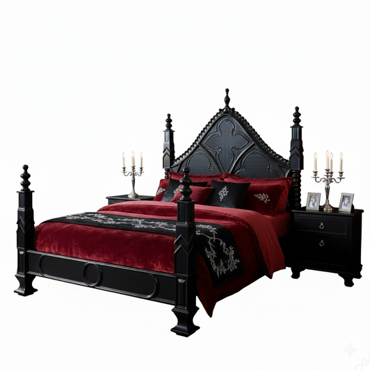 Custom Black Gothic King Empire Bed