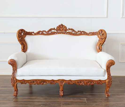 Mahogany Gothic Loveseat with Wooden Back