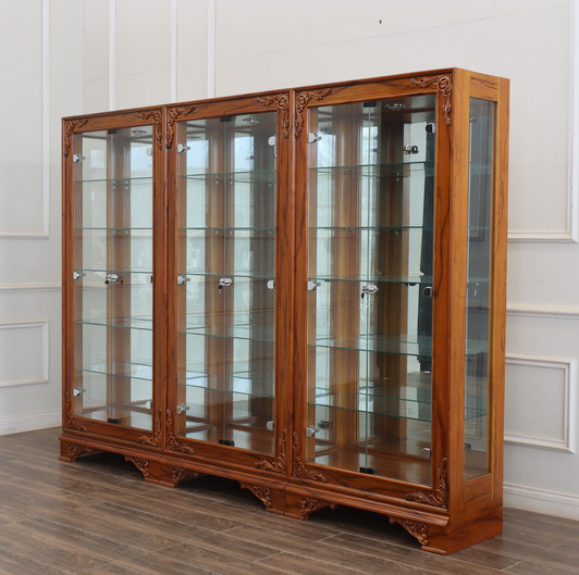 9ft Mahogany/Glass Sectional Display Cabinet