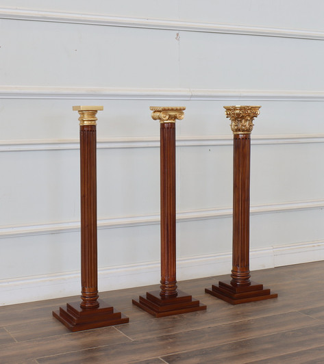 Mahogany Carved Masonic Columns Set (3)