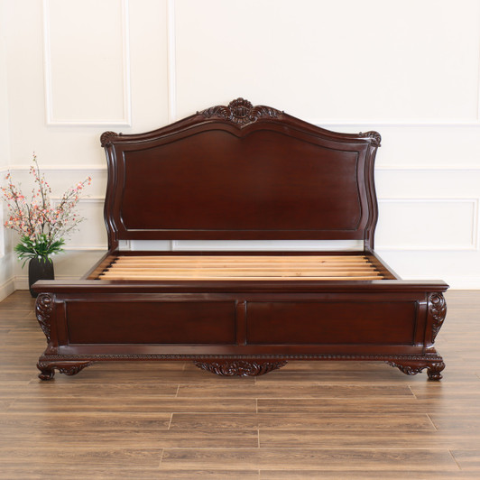 Mahogany Carved Sleigh Bed
