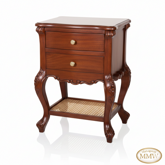 Honey Walnut Louis Cane Nightstand/Bedside Table