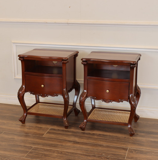 Honey Walnut Louis Cane Nightstand/Bedside Table