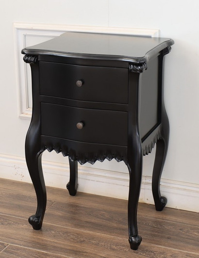 Black 2-Drawer Nightstand Bedside Table