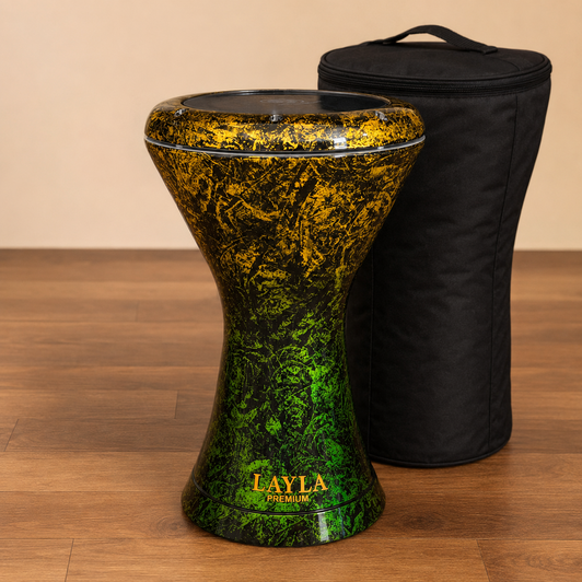 9" Layla Premium Cast Aluminum Emerald Twist Sombaty Darbuka