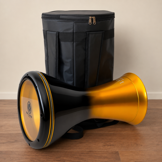 9" Layla Premium Cast Aluminum Lux Black/Gold Sombaty Darbuka