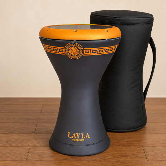 9" Layla Premium Cast Aluminum Lux Black Doff Sombaty Darbuka