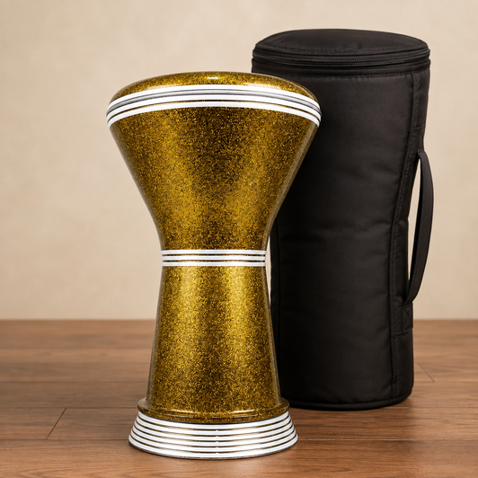 MADE TO ORDER | LAYLA Darbuka – Gold Glitter & Silver – C001