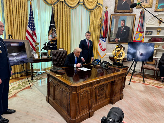 Close Replication of The Oval Office Resolute Desk w/ Custom Family Crest (72" x 48")