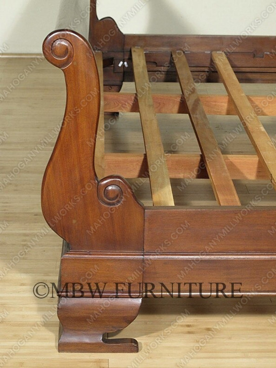 Distressed Solid Mahogany King Sleigh Bed