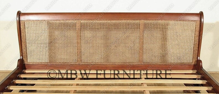 Mahogany Rattan Eastern King Sleigh Bed