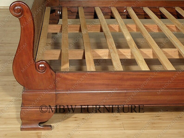 Mahogany Rattan Eastern King Sleigh Bed