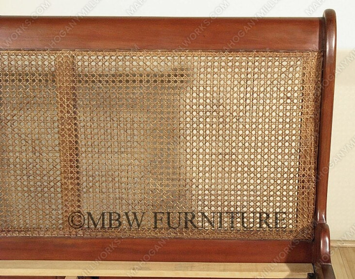 Mahogany Rattan Eastern King Sleigh Bed