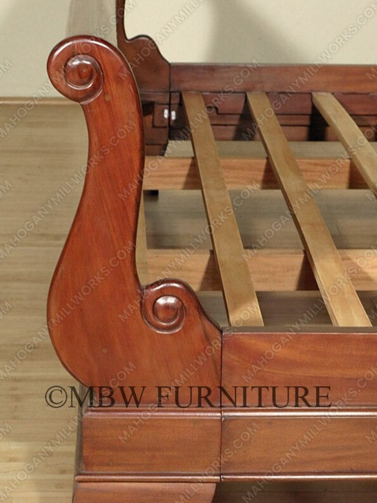 Mahogany Rattan Eastern King Sleigh Bed