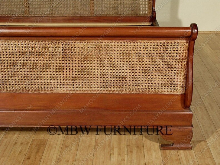 Mahogany Rattan Eastern King Sleigh Bed