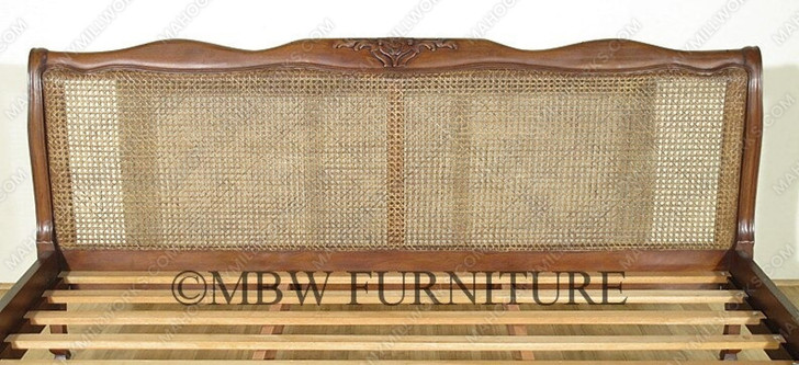 Low Profile Mahogany/Cane/Rattan Bed
