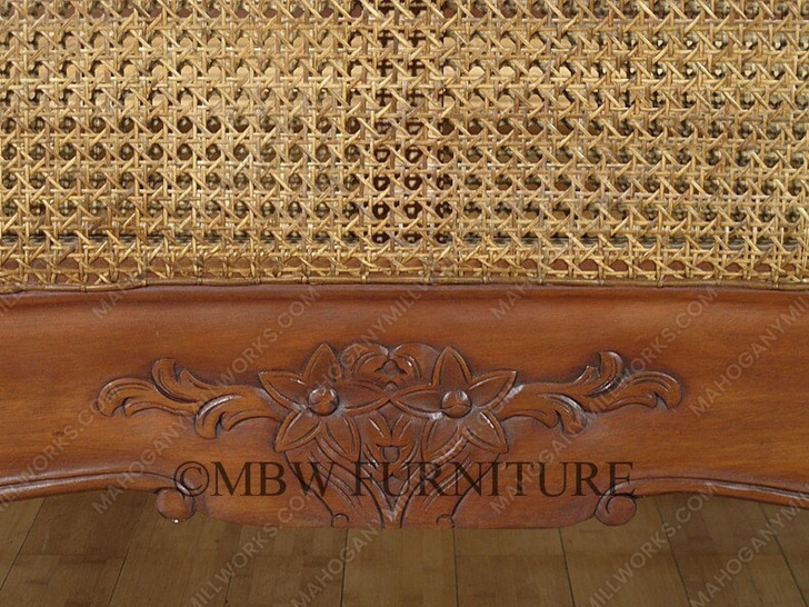 Low Profile Mahogany/Cane/Rattan Bed