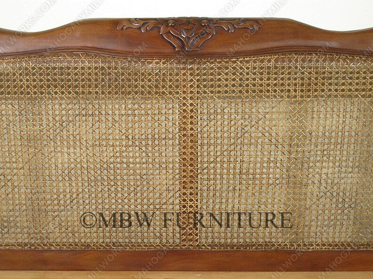 Low Profile Mahogany/Cane/Rattan Bed