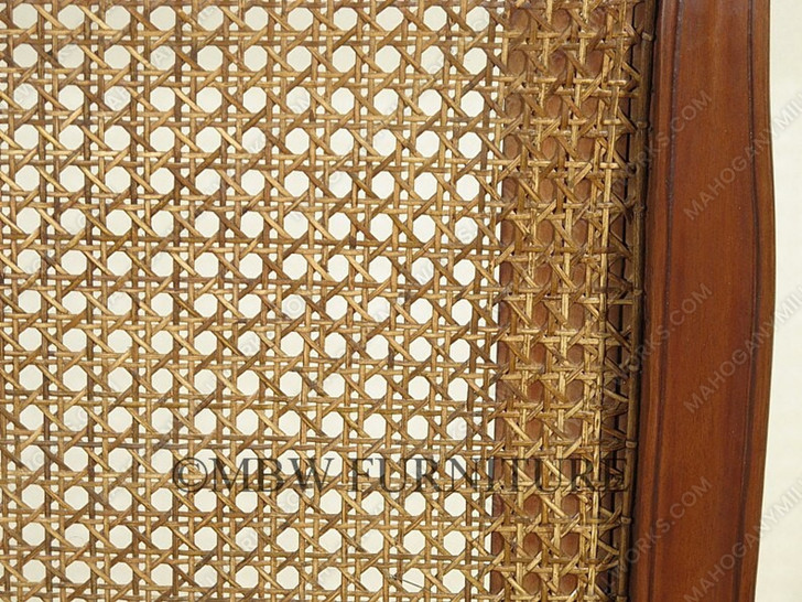 Distressed Mahogany Rattan King Sleigh Bed