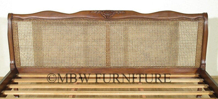 Low Profile Mahogany/Cane/Rattan Bed