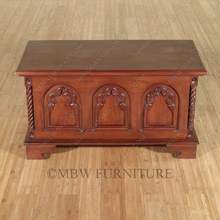 Mahogany Gothic Blanket Storage Chest or Trunk