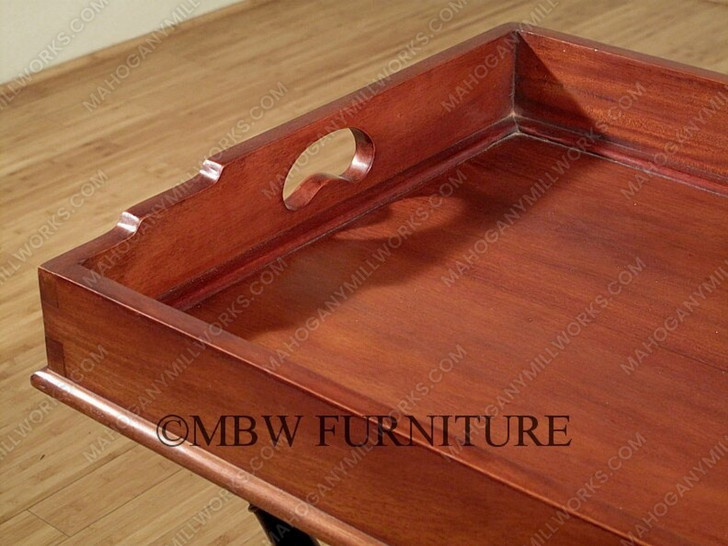 Distressed Solid Mahogany ButleråÕs Removable Serving Tray Table