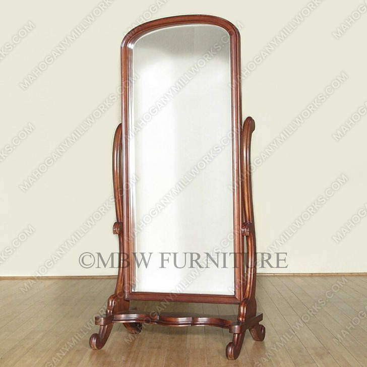 5.5Ft Tall Distressed Solid Mahogany Floor Standing Tilting Mirror
