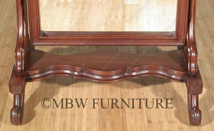 5.5Ft Tall Distressed Solid Mahogany Floor Standing Tilting Mirror