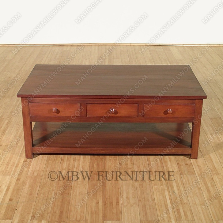 4ft Distressed 3-Drawer Coffee Table
