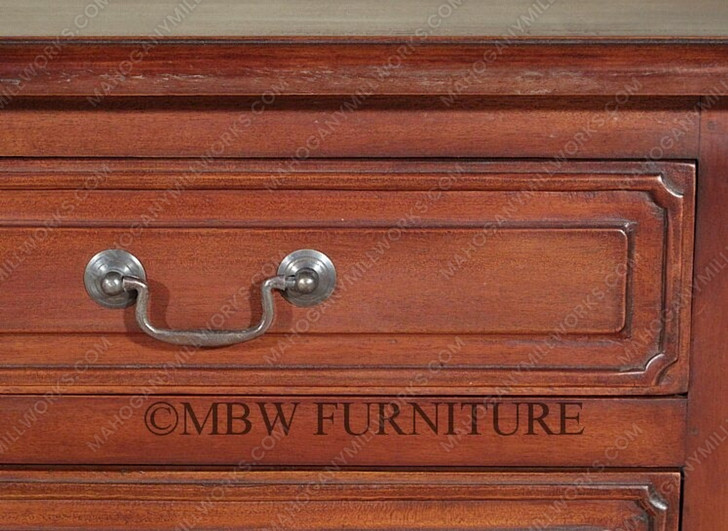 Mahogany Distressed Storage Coffee Table with Pull-Out Drawers