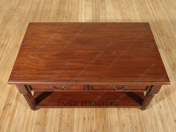 Solid Mahogany 2 Drawer Coffee Table w/ Shelf