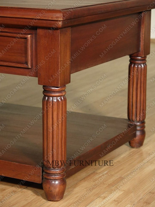 Solid Mahogany 2 Drawer Coffee Table w/ Shelf