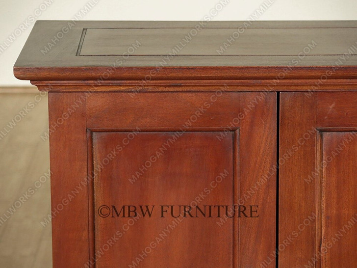 Solid Mahogany Distressed Low TV Media Storage Cabinet Table