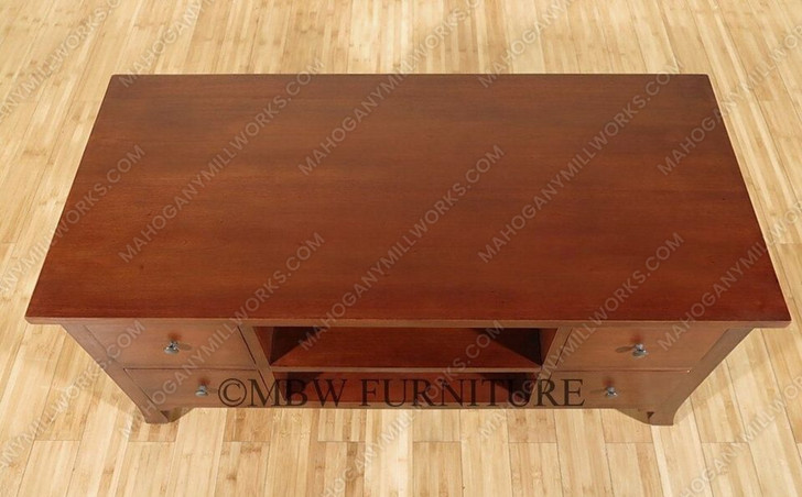Solid Mahogany Distressed TV Stand Media Entertainment Center