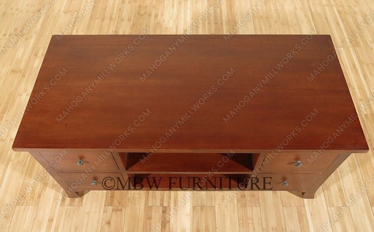 Solid Mahogany Distressed TV Stand Media Entertainment Center