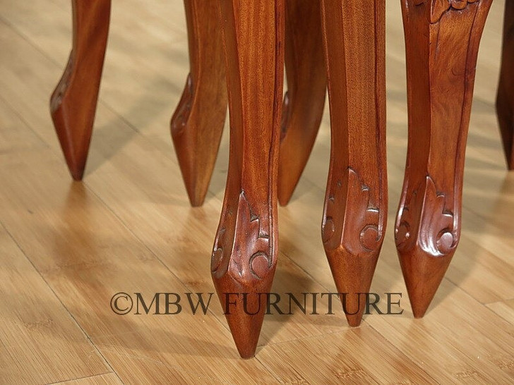 3-Pc Solid Mahogany Queen Anne Nesting Tables Set