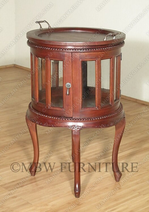 Distressed Solid Mahogany Victorian Round Dumbwaiter Tea Table
