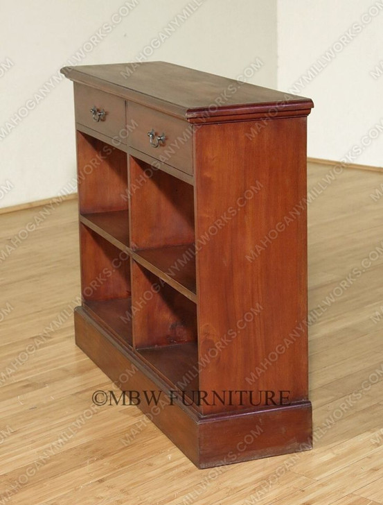 Solid Mahogany 2 Drawer Bookcase Bookshelf Display
