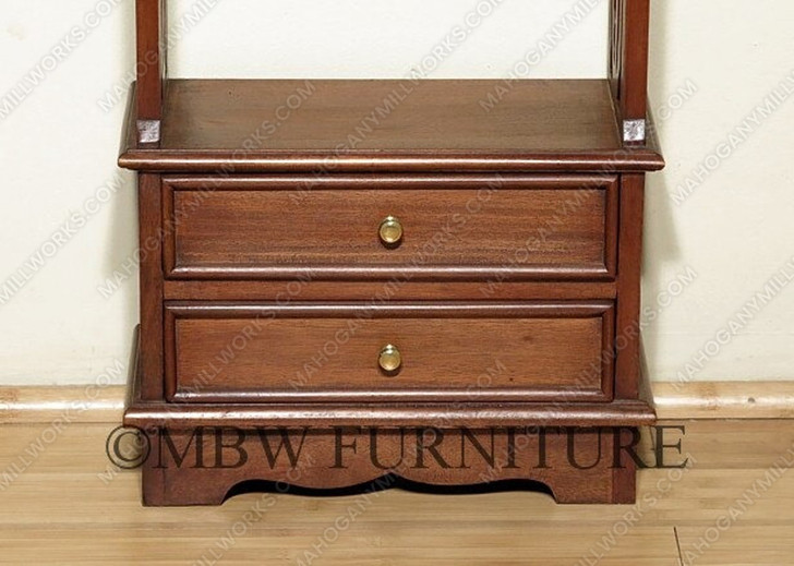 Solid Mahogany Open Wall Display Bookcase w/ Spice Rack Cupboard