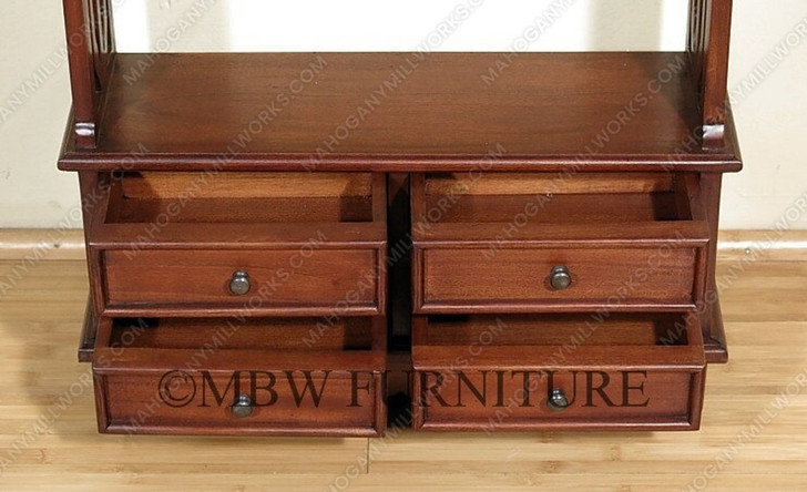 Solid Mahogany 4-Drawer Open Wall Bookcase Bookshelf Display Spice Rack Cupboard