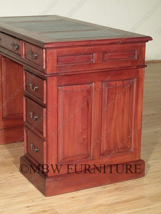 Solid Mahogany Regency Office Computer Desk w/ Leather