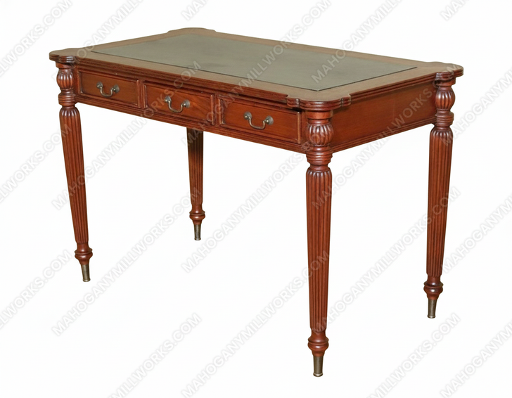 4ft Sheraton Black Leather Top Office Writing Desk