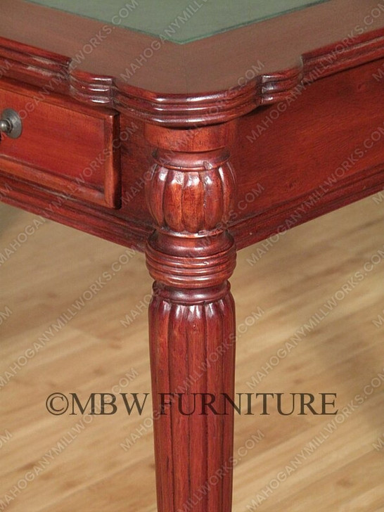 Solid Mahogany Sheraton Leather Top Office Writing Desk