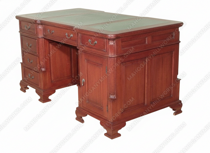 Distressed Partner's Desk w/ Leather