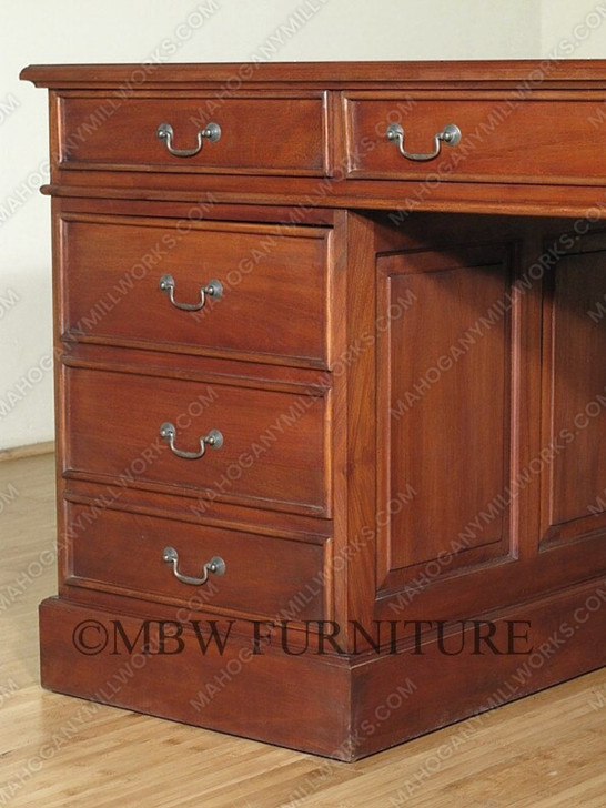 5ft Solid Mahogany Regency Office Computer Desk w/ Leather