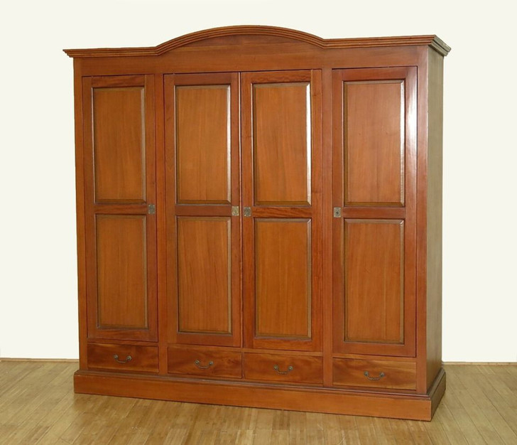 7.5ft Light Mahogany 4 Pocket Door Wardrobe