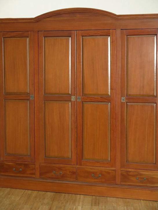 7.5ft Light Mahogany 4 Pocket Door Wardrobe