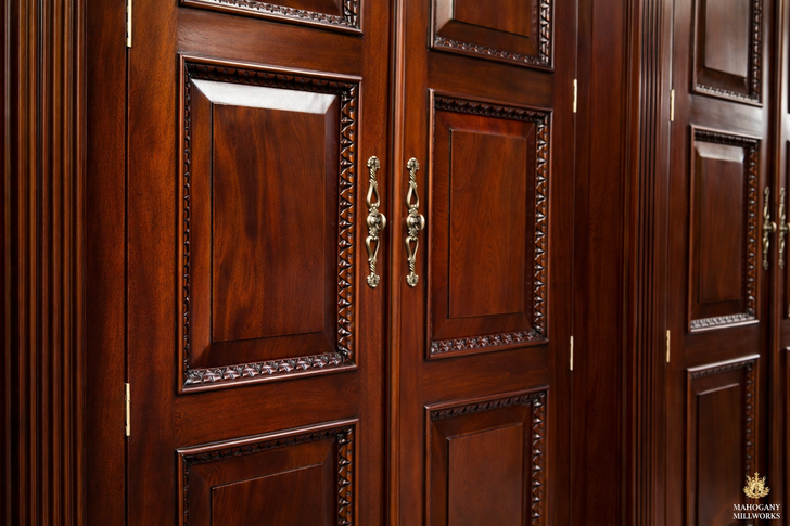 11.5ft  Paneled Mahogany Sectional Wardrobe