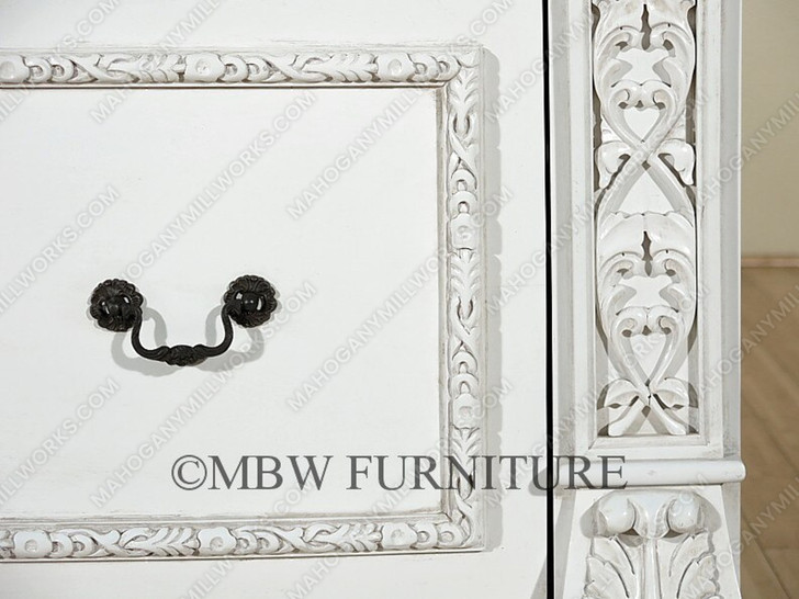 Acanthus White Hand-Carved Armoire/Wardrobe