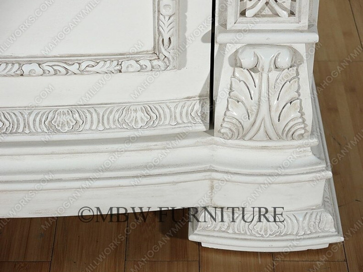 Acanthus White Hand-Carved Armoire/Wardrobe